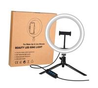 DIYEAH Support Téléphone avec Lumière LED USB Trépied Bureau Noir avec Télécommande Rack pour Live Streaming Maquillage et Photo