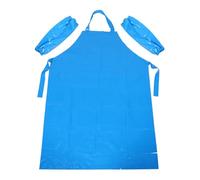 DIYEAH Tablier de Travail Imperméable en Tpu Résistant à L’Huile 110X80 CM Bleu avec Manchons Étanches Anti-Éclaboussures Protection Professionnelle Cuisine Peinture Coiffure et