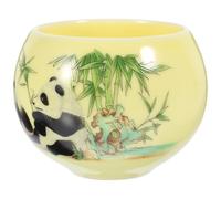 DIYEAH Tasse de Thé en Céramique Jaune Compacte et Portable Motif Grand Panda, Dégustation de Thé à Domicile ou Occasions Spéciales