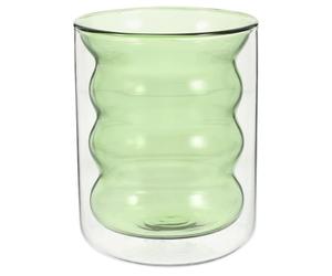 DIYEAH Tasse en Verre à Double Paroi 200ml Vert Empilable pour Boissons