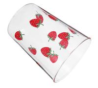 DIYEAH Tasse en Verre Borosilicaté Transparente Imprimé Fraise 300 Ml Résistance Haute Température pour Thé Lait et Boissons Maison Tasse Simple pour Usage Quotidien