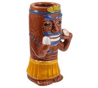 DIYEAH Tasse Tiki Créative Céramique pour Cocktails et Vins Verre Exotique Hawaïen pour Fêtes Décoration Bar Style Noix de Mer Marron