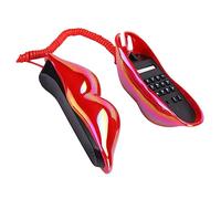 DIYEAH Téléphone Fixe à Cadran Rouge à Lèvres Rouges, Ornement de Table en Résine, Rétro Décoratif, Accessoire de Bureau Original, Usage Intérieur, Pièce Unique Design Artistique