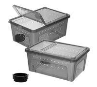 DIYEAH Terrarium pour Reptiles Grosse Taille en Plastique Transparent Teinté Noir avec Bac à Eau Intégré Boîte D’Élevage Polyvalente pour Serpents Tortues Geckos et Araignées Habitat