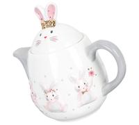 DIYEAH Théière en Céramique Lapin de Pâques 680ml Grosse Capacité Facile à Nettoyer pour Service de Thé Élégant et Décoratif