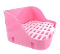 DIYEAH Toilette pour Jeunes Lapins Bac à Litière en Plastique Rose, Grosse Capacité et Grille Amovible, pour Parcs et Jardins, Design Étanche et Pratique