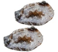 DIYEAH Tranches D'agate Polie Irrégulières 2 Pcs, Pierres Décoratives 2-5 Cm en Agate Naturelle, Décoration Intérieure Artisanale pour Maison, Bureau et Création Bijoux