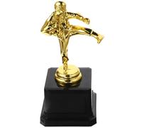 DIYEAH Trophée de Taekwondo en Plastique Doré Statuette Mouvement Martial, Socle Plaque Personnalisable, Décoration de Trophée pour Compétition, Remise de Prix et Événements Scolaires