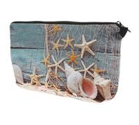 DIYEAH Trousse de Maquillage Imprimé Étoile de Mer en Polyester, Légère et Facile à Transporter, Voyage Rangement des Cosmétiques