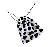 DIYEAH Trousse de Maquillage Peluche à Motif Vache, Paquet à Cordon Bandoulière Portable, Taille Moyenne, Couleur Blanche et Noire, Paquet de Rangement pour Cosmétiques et Produits