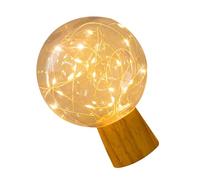 DIYEAH Veilleuse LED Étoile USB de Planète, Lampe de Chevet Compacte en Plastique et Bois, Lumière Décorative Chaude pour Chambre à Coucher, Ambiance Cosy et Romantique