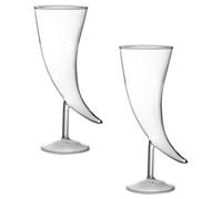 DIYEAH Verres à Cocktail Originale et Pratique en Verre Créatif Lot de 2 Forme de Corne Élégante et Antidérapante Coupe Lune pour Maison et Bureau