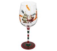 DIYEAH Verres à Vin de Noël Décoratifs à Tige Verres Pied Peints Main pour Fêtes de Noël Mariage et Réveillon Verrerie Polyvalente pour Vin Rouge Blanc et Cocktails