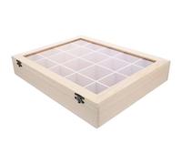 DIYEAH Vitrine en Bois pour Collection de Minéraux 20 Compartiments Couvercle Transparent Coffret Rangement Minéraux et Cristaux Boîte D’Exposition Portable pour Collection et Voyage