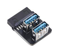 Diyeeni Adaptateur USB 3.0 19 Broches vers Double Type A, Convertisseur D'En-tête USB 3.0 à Angle Droit de 90 Degrés avec Extension Double Port pour en-tête Interne de la Carte Mère (PH724A)