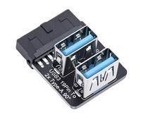 Diyeeni Adaptateur USB 3.0 19 Broches vers Double Type A, Convertisseur D'En-tête USB 3.0 à Angle Droit de 90 Degrés avec Extension Double Port pour en-tête Interne de la Carte Mère (PH724B)
