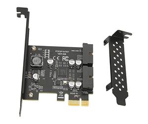Diyeeni Carte d'extension PCIE vers USB 3.2 5 Gbit/s, Carte Riser Interne USB 3.2 Gen1 Double Port 19 Broches avec DC Haute Puissance, Condensateurs Solides SMD, Prise en Charge PCIE 1X, pour WinXP