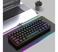 Diyeeni Clavier de Jeu RVB à 61 Touches, Clavier Mécanique Filaire Compact à Disposition Russe avec Modes Rétroéclairés RVB, Technologie Anti-Image Fantôme, pour Le Travail de Frappe (White) (Black)