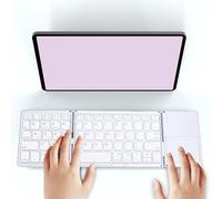 Diyeeni Clavier Pliable Rechargeable Clavier sans Fil Bluetooth avec pavé Tactile Commutation de 3 Appareils pour iOS pour pour Les Victoires (Silver)