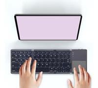Diyeeni Clavier Pliable Rechargeable Clavier sans Fil Bluetooth avec pavé Tactile Commutation de 3 Appareils pour iOS pour pour Les Victoires (Grey)