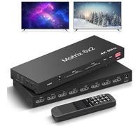 Diyeeni Commutateur 6x2, Multiviewer 4K @ 60Hz 18Gbps avec EDID, HDCP 2.2, HDR, pour PC, Projecteur, Barre de Son (Prise UE)