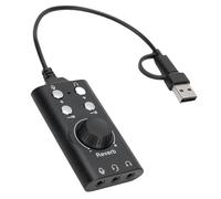 Diyeeni Convertisseur D'adaptateur de Carte Son Externe USB de Type C avec qualité CD 16 Bits 48 KHz, Réduction du Bruit, Changeur de Voix pour PC, Ordinateur Portable, Téléphone,