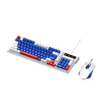 Diyeeni Ensemble Clavier et Souris de Jeu rétroéclairé RVB, 98 Touches, Disposition Compacte avec Touches de Raccourci Multimédia et 7 Modes D'éclairage Couleur, USB Filaire pour PC, (Blanc Bleu)