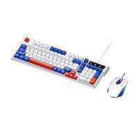 Diyeeni Ensemble Clavier et Souris de Jeu rétroéclairé RVB, 98 Touches, Disposition Compacte avec Touches de Raccourci Multimédia et 7 Modes D'éclairage Couleur, USB Filaire pour PC, (Bleu Blanc)