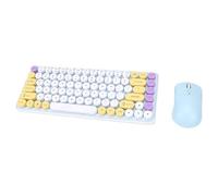 Diyeeni Ensemble Clavier et Souris sans Fil, 85 Touches Rétro Bluetooth 2,4 GHz, 2 Modes, Thème Multicolore Vibrant, avec Touches Rondes Amovibles, pour la Saisie de Jeux sur Ordinateur