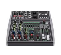 Diyeeni Mélangeur de Son 4 Canaux, Processeur de Signal Numérique 99 Bits avec égaliseur 7 Bandes et Bluetooth, pour Enregistrement en Direct, karaoké, Conférence de Performance DJ (Prise UE)