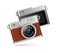 Diyeeni Mini Keychain Camera, 1080p 30FPS Small Retro Retro Camera, Portable Micro Video Cameras pour L'enregistrement D'étude de Voyage, Affichage de Couleur de 0,96 Pouce, 4 Filtres, (Brown)