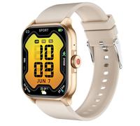 Diyeeni Montre Intelligente pour Répondre et Passer des Appels, Montre de Fitness pour Hommes et Femmes avec Suivi de la santé et Prédiction, écran Tactile de 1,85 Pouces, Plus de 100 (Beige)