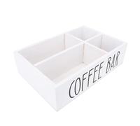 Diyeeni Organisateur D'accessoires de Bar à café en Bois, Boîte de Rangement Longue Durée, Sachets de thé, Support de Dosettes de café pour la Cuisine, Bois de Platane 11,81x7,87x3,15 Pouces (WHITE)