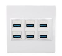 Diyeeni Plaque Murale USB 6 Ports, Plaque Murale de Sortie USB 3.0 A Keystone pour Prise de Montage, Couvercle de Panneau Frontal, Couvercle de Panneau Keystone 5 Gbit/s pour le