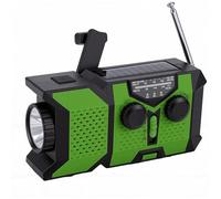Diyeeni Radio Portable, Multifonction AM FM WB, Manivelle Solaire de Type C, Charge avec Batterie 2000 MAh, Lampe de Poche LED, Alarme SOS, pour Urgence en Plein Air, Randonnée, Camping (Green)