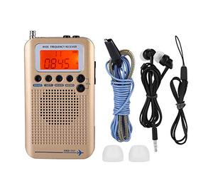 Diyeeni Récepteur Radio Multifonctionnel Portable Rechargeable Noir Jaune, FM/AM/CB/SW/VHF/Aviation, Haut-Parleur, Casque, Affichage LCD, Antenne Externe, Cordon