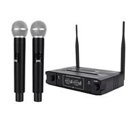 Diyeeni Système de Microphone sans Fil, Microphone UHF à Double Canal, | Boîtier ABS, Salles karaoké, Scènes Conférence, Sortie XLR, Cardioïde, 4 AA Non Incluses