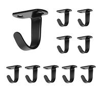 diyfixlcd Lot de 10 crochets de plafond à vis en acier inoxydable, crochets sous étagère pour serviettes/peignoirs, cintres robustes pour salle de bain, cuisine, armoire, garage (noir mat)