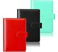 diyfixlcd Lot de 3 classeurs A6 en cuir synthétique rechargeable à 6 anneaux pour papier de remplissage A6, feuilles volantes, couverture avec fermeture à boucle magnétique en rouge, noir, vert