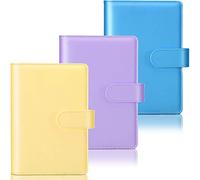 diyfixlcd Lot de 3 classeurs A6 rechargeables en cuir synthétique à 6 anneaux pour papier de remplissage A6, feuilles volantes, couverture avec fermeture à boucle magnétique en violet, jaune, bleu