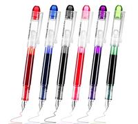 diyfixlcd Lot de 6 stylos plume jetables à encre colorée - Couleurs assorties, pointe extra fine, design classique - Parfait pour la calligraphie, les croquis, le gribouillage et les cadeaux de