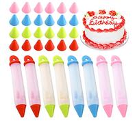 Diyfixlcd Lot de 8 stylos de décoration de gâteaux en silicone avec 4 motifs de douilles de glaçage et de décoration de gâteaux (4 couleurs)