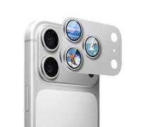 DiyGody 1 Pack Caméra Arrière Protection Compatible avec iPhone 17 Pro Max, Plaque Métallique Pailletée 9H HD Verre Trempé Protecteur Objectif Anti-Rayures Protecteur pour iPhone 17, Argent