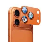 DiyGody 1 Pack Caméra Arrière Protection Compatible avec iPhone 17 Pro Max, Plaque Métallique Pailletée 9H HD Verre Trempé Protecteur Objectif Anti-Rayures Protecteur pour iPhone 17, Orange