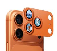 DiyGody 1 Pack Caméra Arrière Protection Compatible avec iPhone 17 Pro, Plaque Métallique Pailletée 9H HD Verre Trempé Protecteur Objectif Anti-Rayures Protecteur pour iPhone 17, Orange
