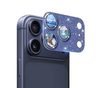 DiyGody 1Pack Caméra Arrière Protection Compatible avec iPhone 17 Pro Max, Plaque Métallique Pailletée 9H Verre Trempé Protecteur Objectif Anti-Rayures Protecteur pour iPhone 17, Paillettes Bleu Foncé