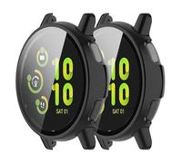 DiyGody 2 Pack Compatible avec Garmin Vivoactive 5 Étui, Montre Étui de Protection Matériau PC avec 9H HD Verre Trempé, Anti-Rayures Anti-Poussière Protection pour Garmin Vivoactive 5, Noir