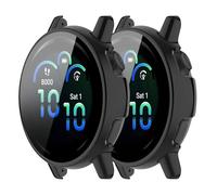 DiyGody 2 Pack Compatible avec Garmin Vivoactive 6 Étui, Montre Étui de Protection Matériau PC avec 9H HD Verre trempé, Anti-Rayures Anti-Poussière Protection pour Garmin Vivoactive 6, Noir