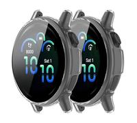 DiyGody 2 Pack Compatible avec Garmin Vivoactive 6 Étui, Montre Étui de Protection Matériau PC avec 9H HD verre trempé, Anti-Rayures Anti-Poussière Protection pour Garmin Vivoactive 6, Transparent