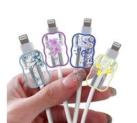 DiyGody 4 Pièces Kits de Protecteurs pour Raccords de Câble, Protege USB-C Type-L Câbles Accessoires Compatible avec iPhone, Joli Protecteur de Câble avec Dessin Mignon de Fleurs Dentelle pour Filles
